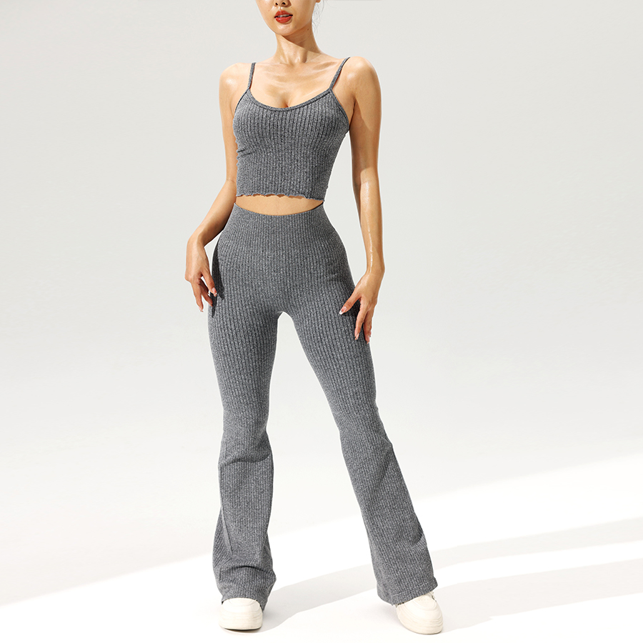 2pcs/set Seamless Flared Pants - đánh giá và giá Tank Top Ribbed